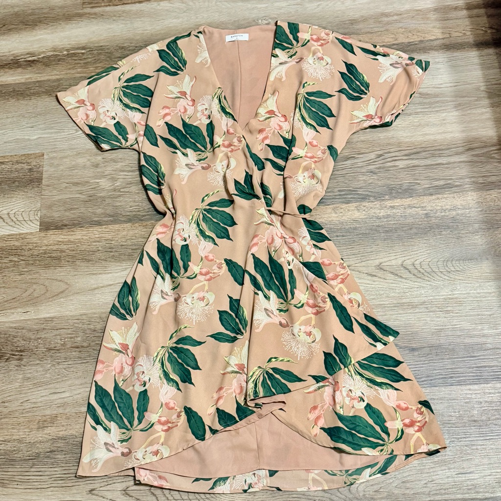 Babaton Floral Mini Dress In Pink And Green